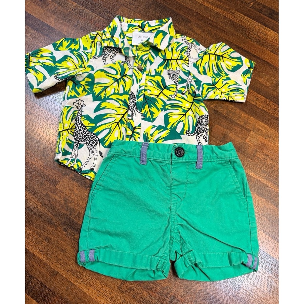 Infant boys safari shirt and Baby Gap chino shorts.   Size 6 months.